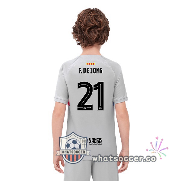 FC Barcelona (F. DE JONG 21) Kids Third Soccer Jerseys Gray 2022-2023