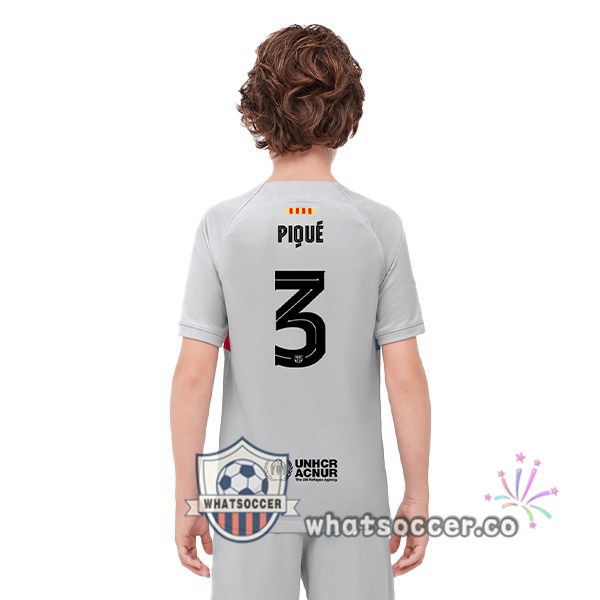 FC Barcelona (PIQUÉ 3 ) Kids Third Soccer Jerseys Gray 2022-2023