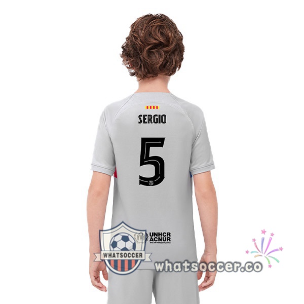 FC Barcelona (SERGIO 5) Kids Third Soccer Jerseys Gray 2022-2023