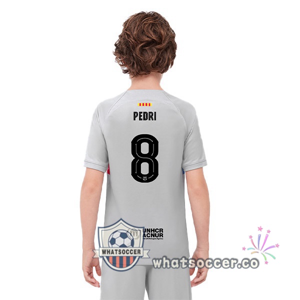 FC Barcelona (PEDRI 8) Kids Third Soccer Jerseys Gray 2022-2023