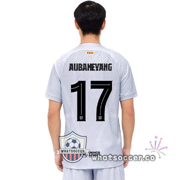 FC Barcelona (AUBAMEYANG 17) Third Soccer Jerseys Gray 2022-2023