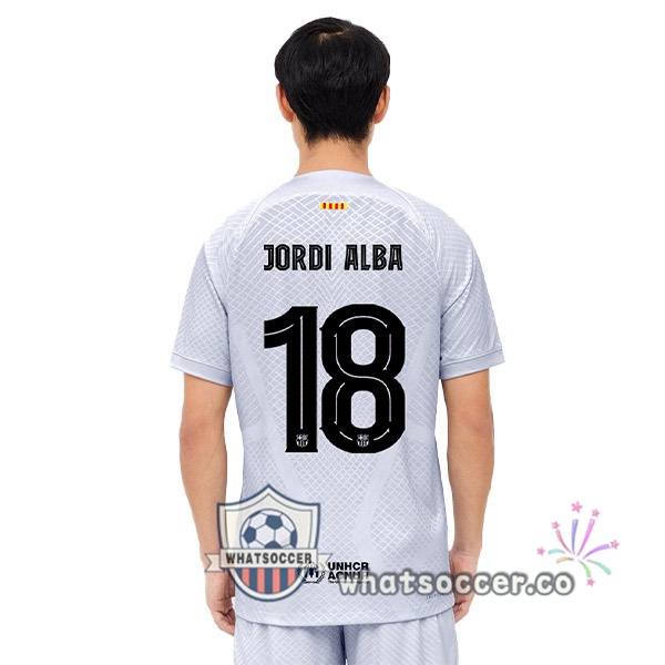 FC Barcelona (JORDI ALBA 18) Third Soccer Jerseys Gray 2022-2023