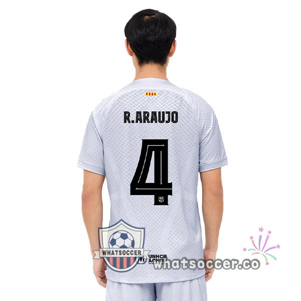FC Barcelona (R. ARAUJO 4) Third Soccer Jerseys Gray 2022-2023