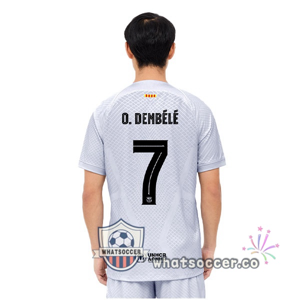 FC Barcelona (O. DEMBÉLÉ 7) Third Soccer Jerseys Gray 2022-2023