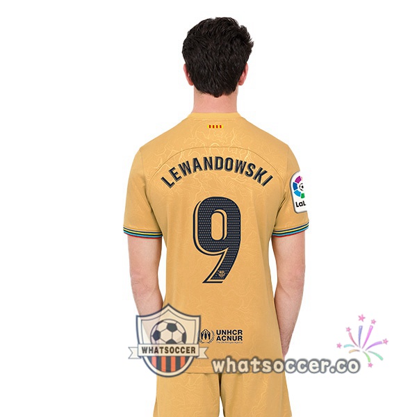 FC Barcelona (Lewandowski 9) Away Soccer Jerseys Yellow 2022-2023