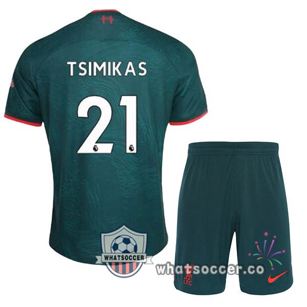 FC Liverpool (TSIMIKAS 21) Kids Third Soccer Jerseys Green 2022-2023