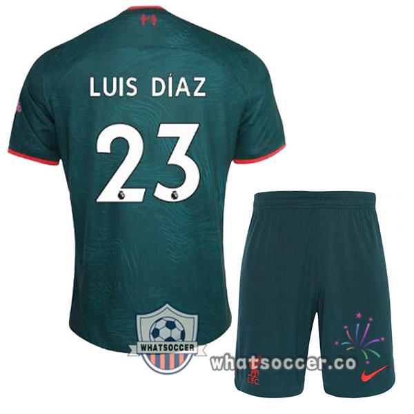 FC Liverpool (LUIS DÍAZ 23) Kids Third Soccer Jerseys Green 2022-2023