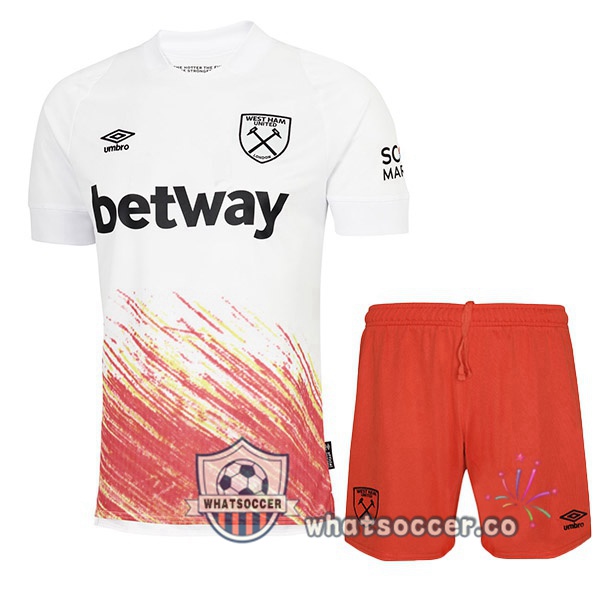 West Ham Kids Third Soccer Jerseys White Red 2022-2023