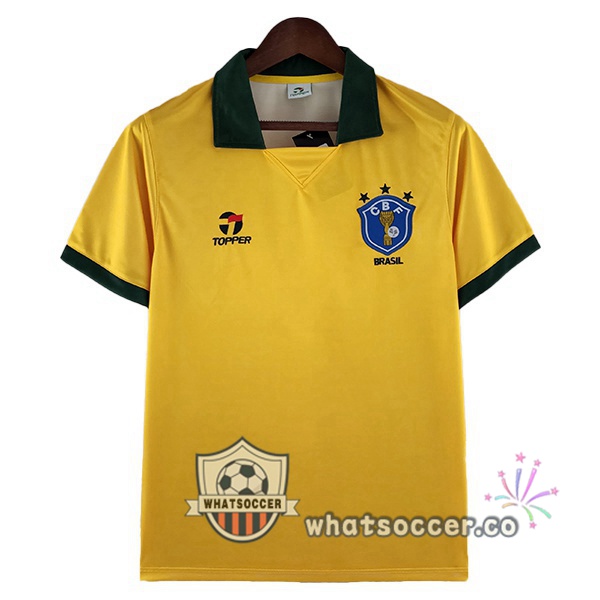 Brazil Retro Home Soccer Jerseys Yellow 1988