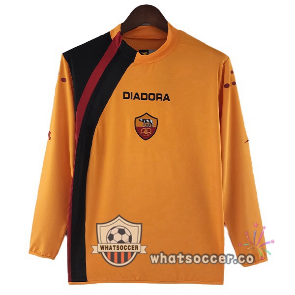AS Roma Retro Home Soccer Jerseys Long Sleeve Orange 2005-2006