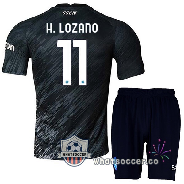 SSC Napoli (H. Lozano 11) Kids Third Soccer Jerseys Black 2022-2023
