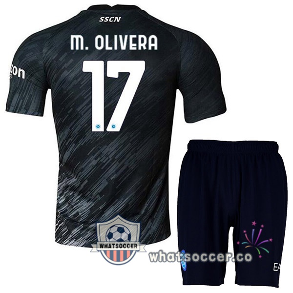 SSC Napoli (M. Olivera 17) Kids Third Soccer Jerseys Black 2022-2023