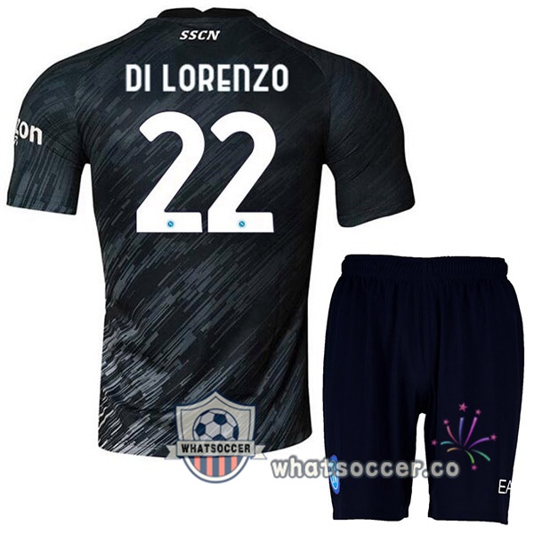 SSC Napoli (Di Lorenzo 22) Kids Third Soccer Jerseys Black 2022-2023