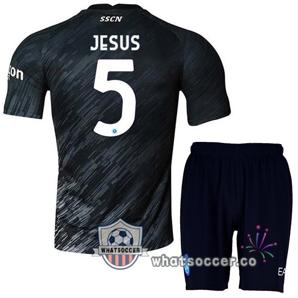SSC Napoli (Jesus 5) Kids Third Soccer Jerseys Black 2022-2023