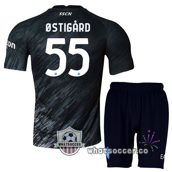 SSC Napoli (Ostigard 55) Kids Third Soccer Jerseys Black 2022-2023