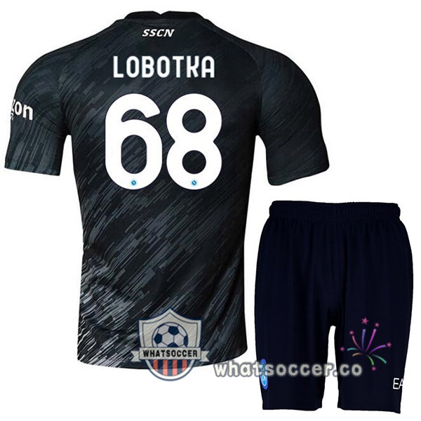 SSC Napoli (Lobotka 68) Kids Third Soccer Jerseys Black 2022-2023