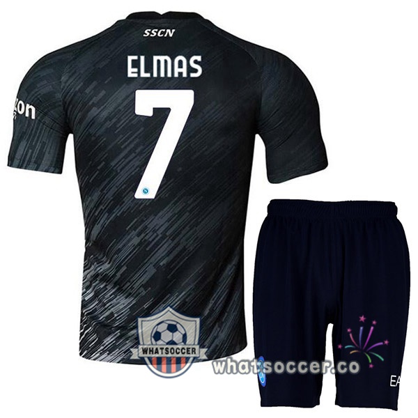 SSC Napoli (Elmas 7) Kids Third Soccer Jerseys Black 2022-2023