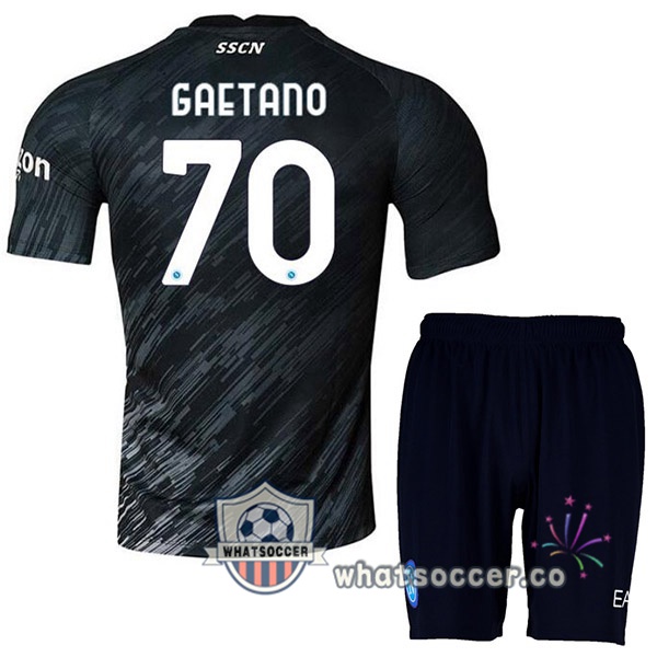 SSC Napoli (Gaetano 70) Kids Third Soccer Jerseys Black 2022-2023