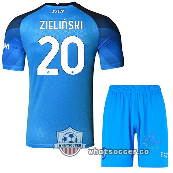 SSC Napoli (Zieliński 20) Kids Home Soccer Jerseys Blue 2022-2023
