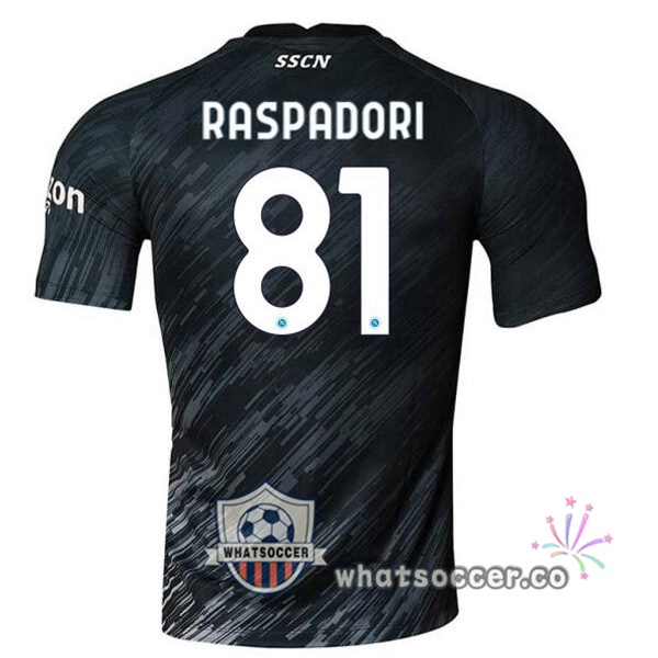 SSC Napoli (Raspadori 81) Third Soccer Jerseys Black 2022-2023