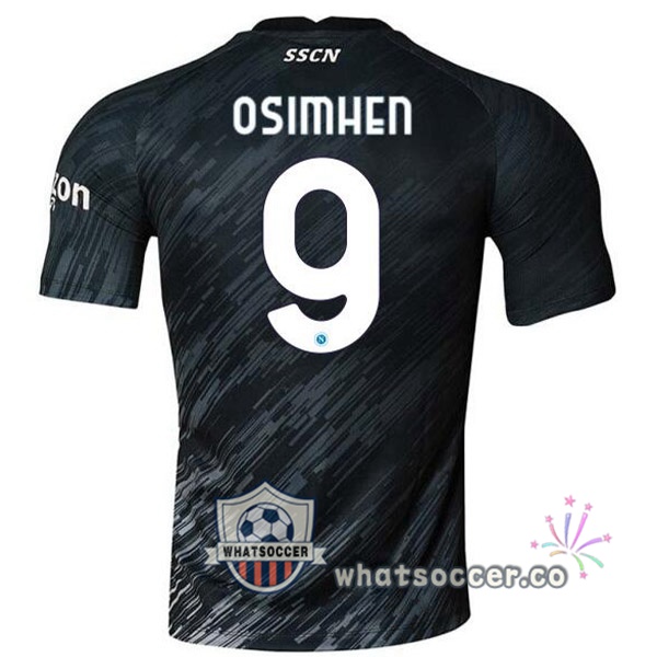 SSC Napoli (Osimhen 9) Third Soccer Jerseys Black 2022-2023