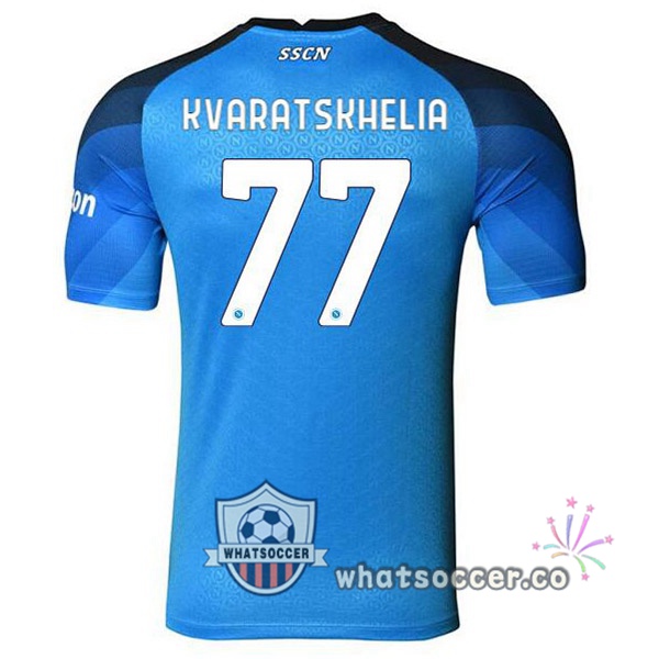 SSC Napoli (Kvaratskhelia 77) Home Soccer Jerseys Blue 2022-2023