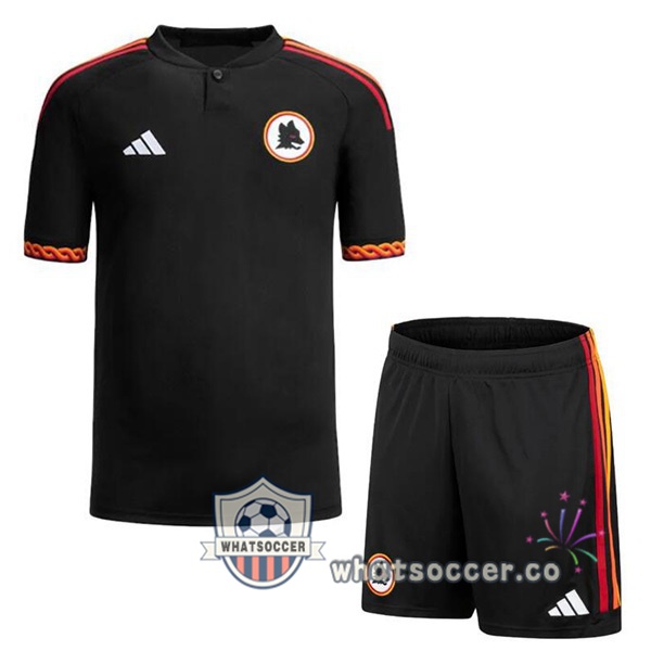 AS Roma Kids Third Soccer Jerseys Black 2023-2024