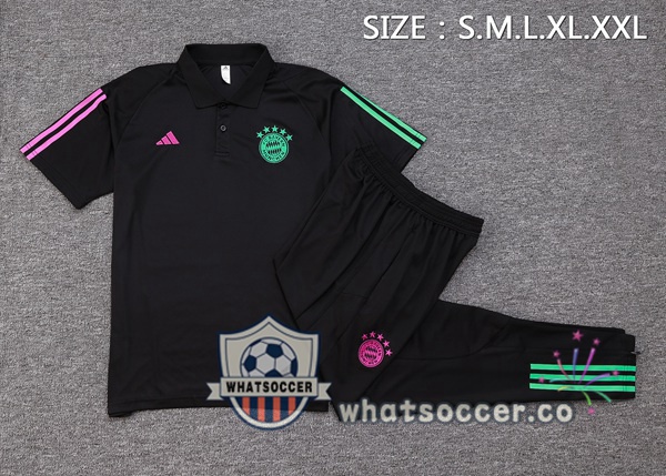 Training Polo Bayern Munich + Pants Black 2023-2024