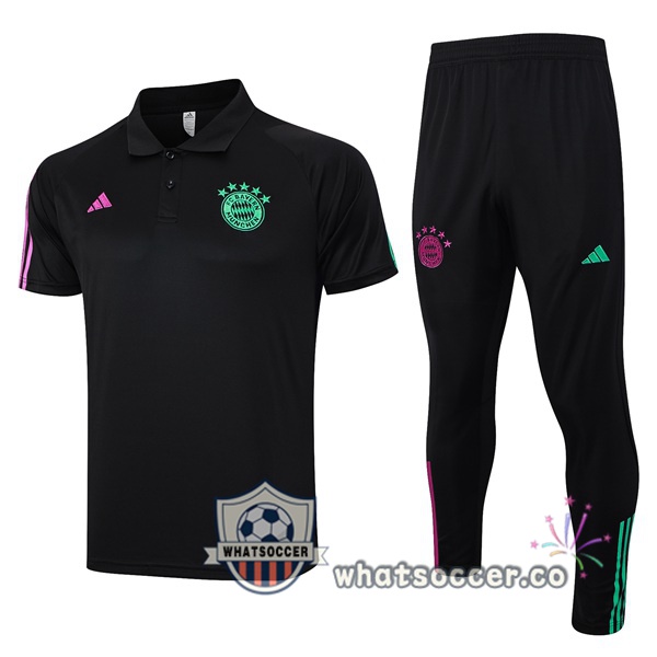 Training Polo Bayern Munich + Pants Black 2023-2024