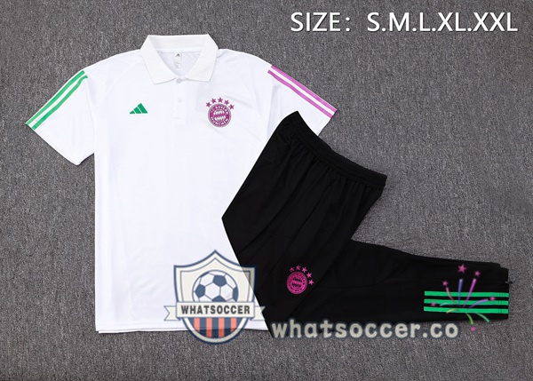 Training Polo Bayern Munich + Pants White 2023-2024