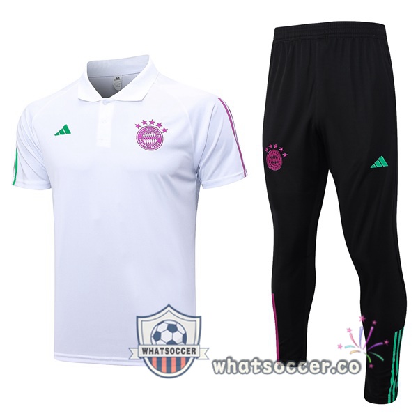 Training Polo Bayern Munich + Pants White 2023-2024