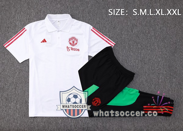 Training Polo Manchester United + Pants White 2023-2024