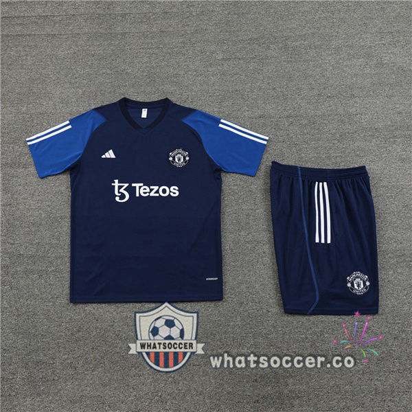 Manchester United Training T-Shirts + Shorts Blue Royal 2023-2024