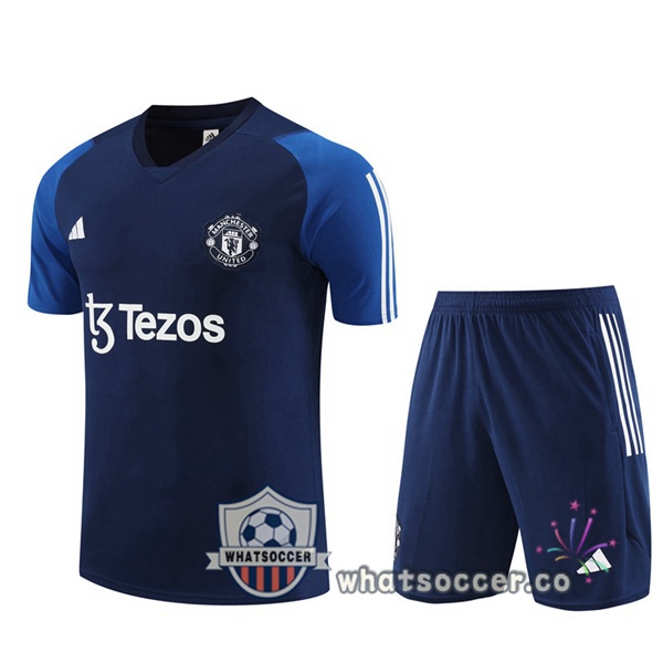 Manchester United Training T-Shirts + Shorts Blue Royal 2023-2024