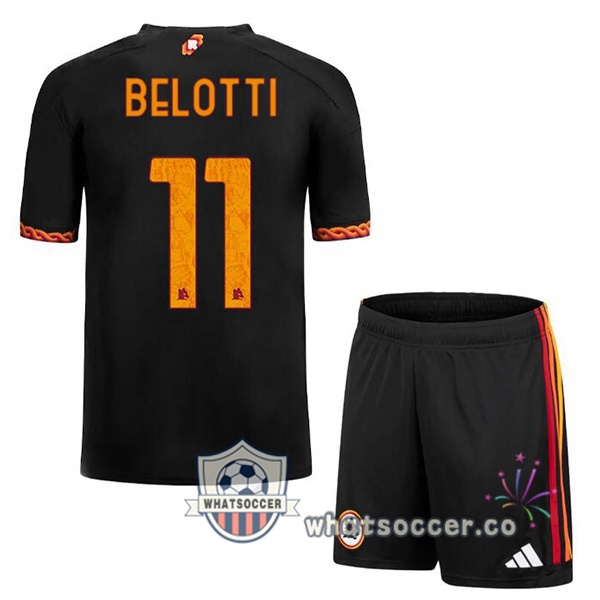 AS Roma (BELOTTI 11) Kids Third Soccer Jerseys Black 2023-2024