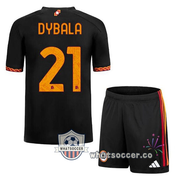 AS Roma (DYBALA 21) Kids Third Soccer Jerseys Black 2023-2024