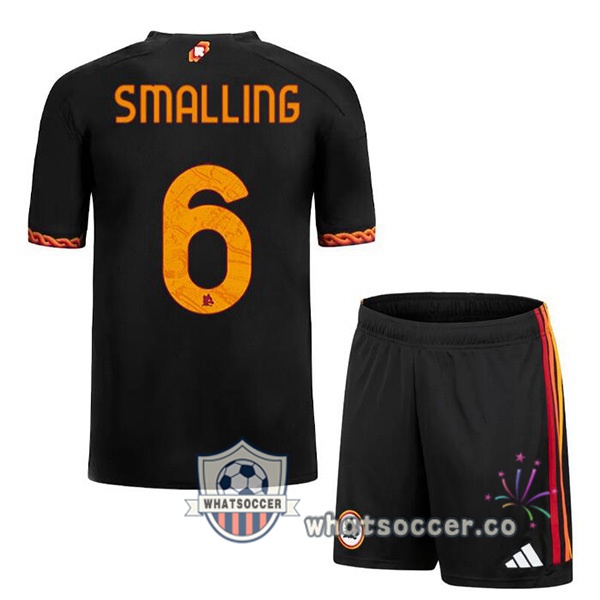 AS Roma (SMALLING 6) Kids Third Soccer Jerseys Black 2023-2024