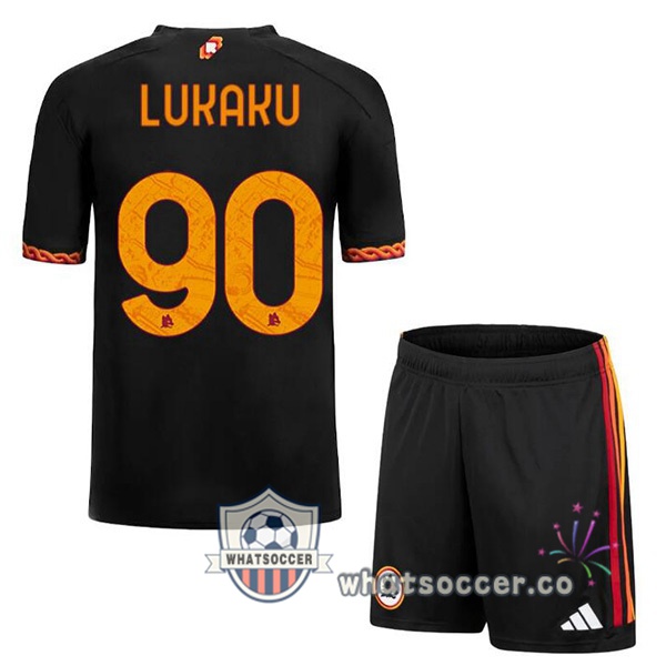 AS Roma (LUKAKU 90) Kids Third Soccer Jerseys Black 2023-2024