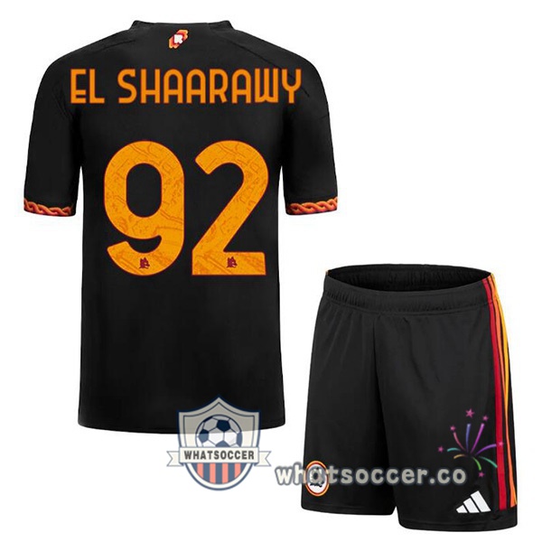 AS Roma (EL SHAARAWY 92) Kids Third Soccer Jerseys Black 2023-2024