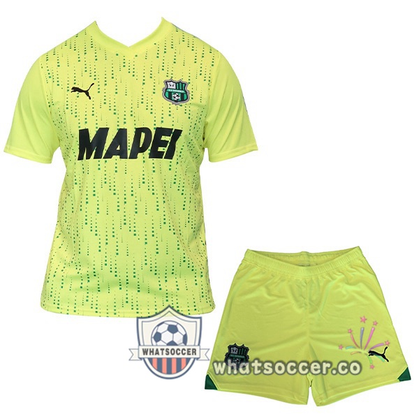US Sassuolo Kids Third Soccer Jerseys Green Yellow 2023-2024