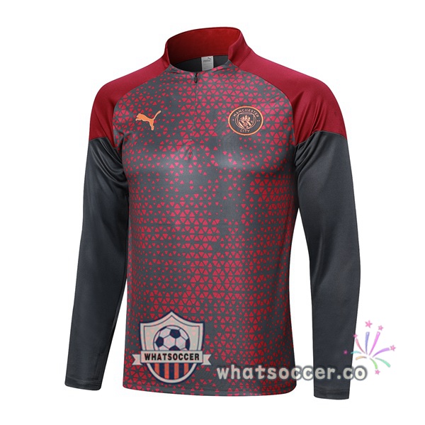 Soccer Sweater Manchester City Red Gray 2023-2024
