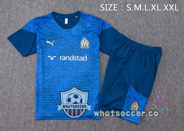 Olympique de Marseille Training T-Shirts + Shorts Blue 2023-2024
