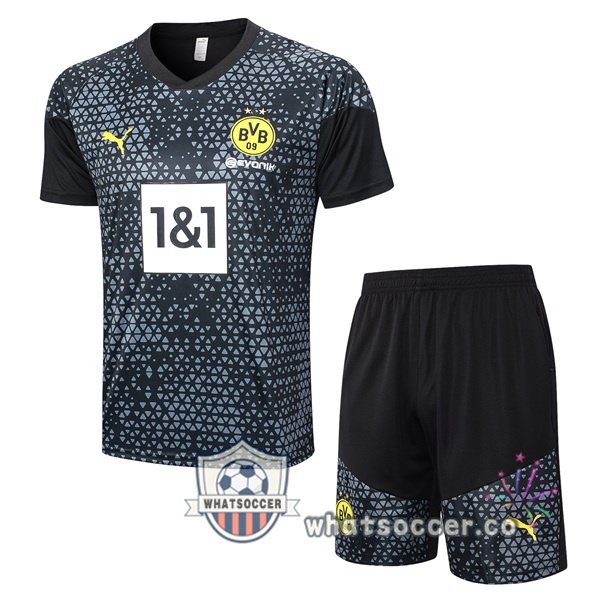 Dortmund BVB Training T-Shirts + Shorts Black 2023-2024