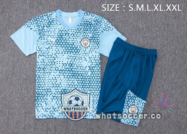 Manchester City Training T-Shirts + Shorts Blue 2023-2024