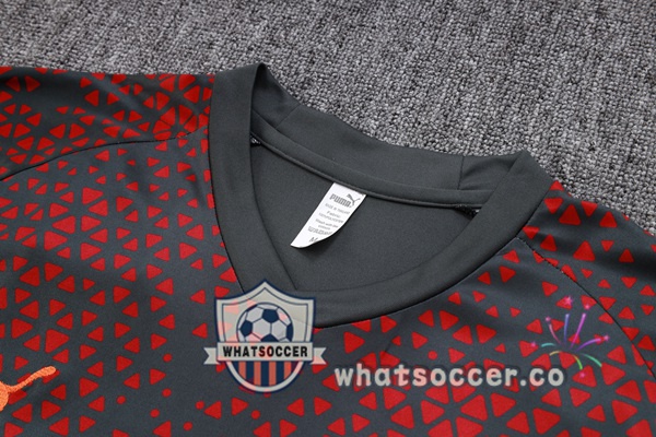Manchester City Training T-Shirts + Shorts Red Gray 2023-2024