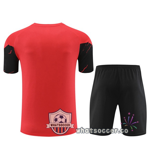 Manchester City Training T-Shirts + Shorts Red 2023-2024