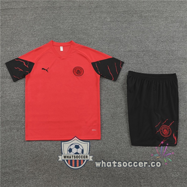Manchester City Training T-Shirts + Shorts Red 2023-2024