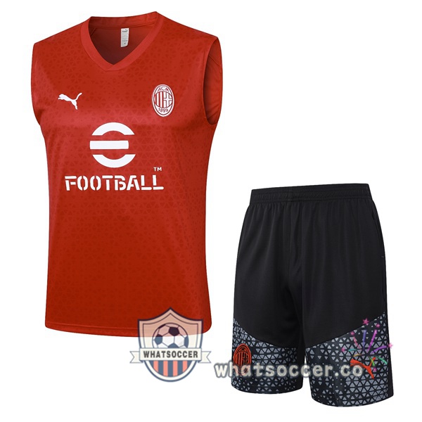 AC Milan Soccer Vest + Shorts Red 2023-2024
