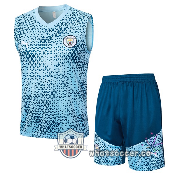 Manchester City Soccer Vest + Shorts Blue 2023-2024