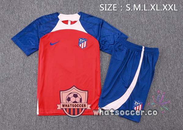 Atletico Madrid Training T-Shirts + Shorts Red Blue 2023-2024